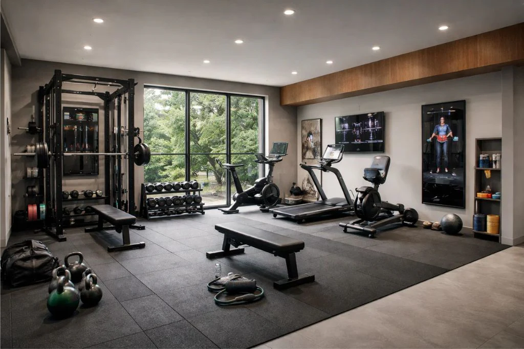 Elevated gym at Prestige Thanisandra